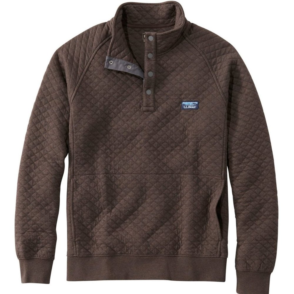 NWOT | Men's L.L. Bean Quilted Sweatshirt, Mockneck, Coffee Heather, Size L